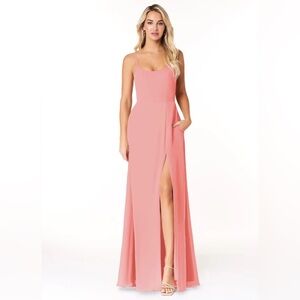 Azazie Moira Pearl Pink Chiffon Dress